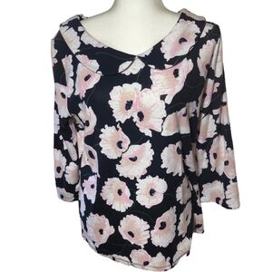 Ann Taylor Factory Black and Pink Floral Blouse